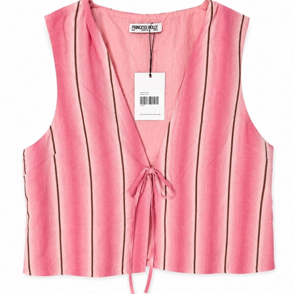 Princess Polly Pink striped tie front vest NWT